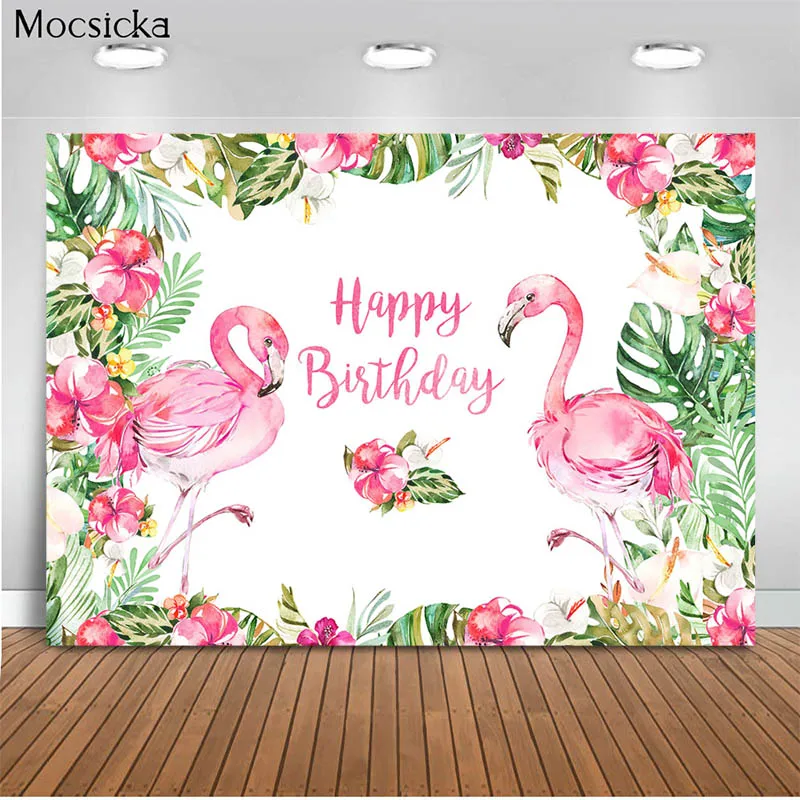 

Mocsicka Birthday Party Background Jungle Flamingo Decoration Style Baby Shower Photo Background Photography Studio