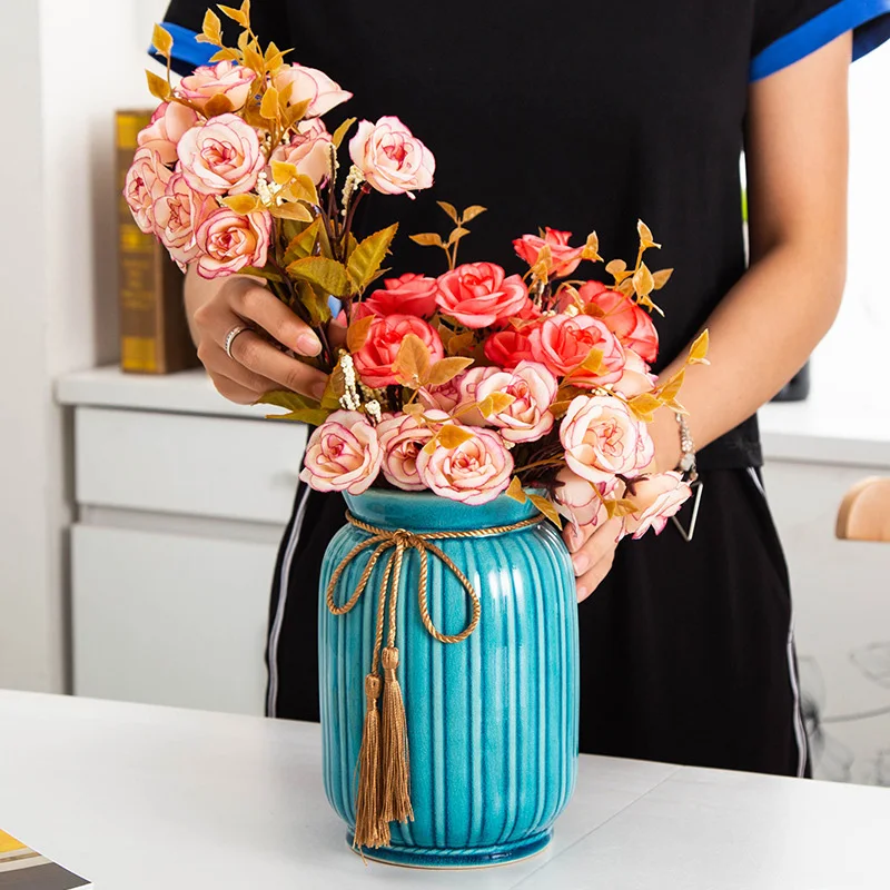 Винтажная глазурованная керамика с трещинами ваза для цветов художественные