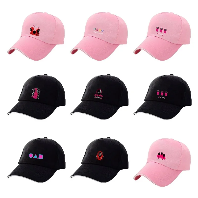 

Wholesale Korea TV Squid Game Hats Cosplay Round Six Baseball Cap Toys Halloween Adult Costume Accessories Kids Squid Game Props