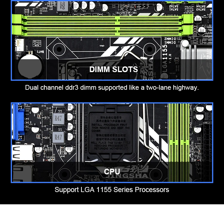 Новая материнская плата computier H61 LGA1155 для i7 i5 i3, поддержка процессора ddr3 ram
