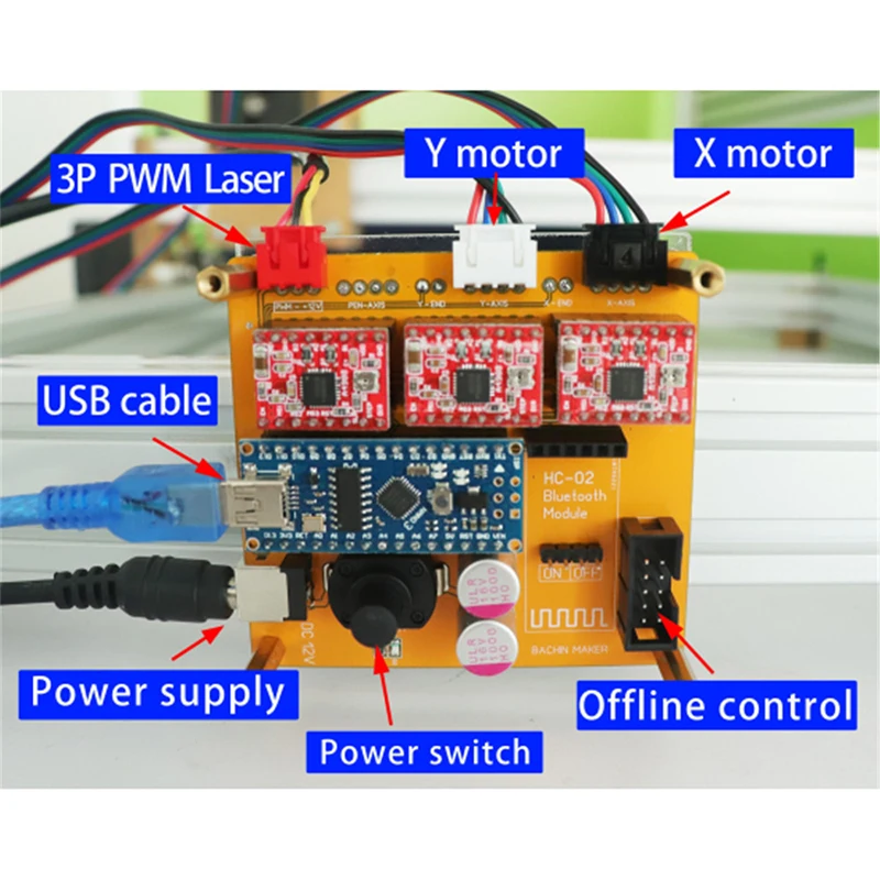 2 оси GRBL USB порт гравировальный станок с ЧПУ Плата управления лазерным станком