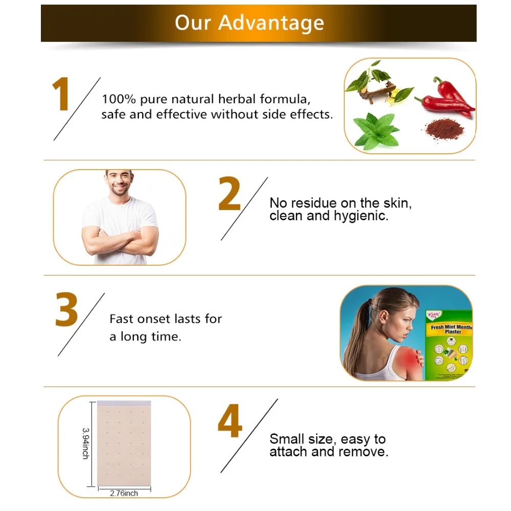 50 шт. обезболивающие пластыри от артрита мятного ментола