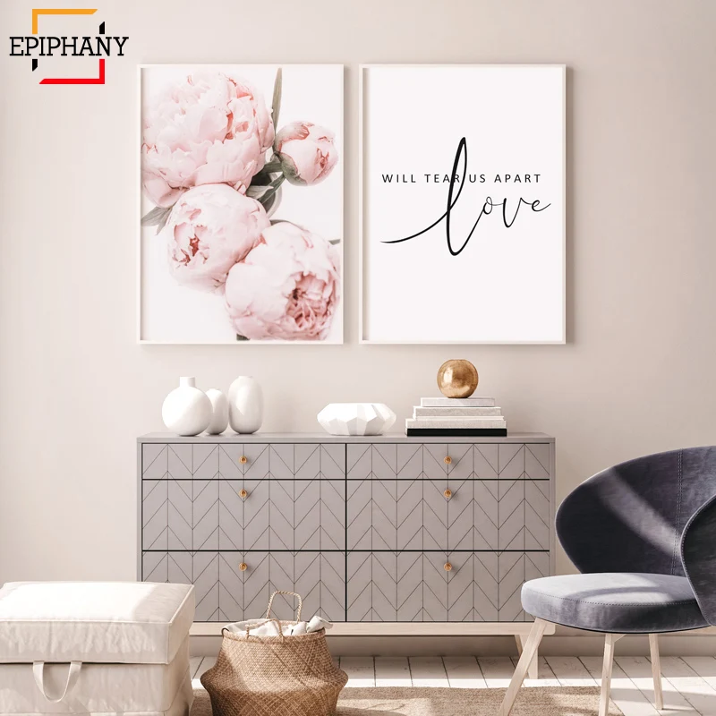 Модный постер розовая Настенная картина с цветами Руни на холсте скандинавский