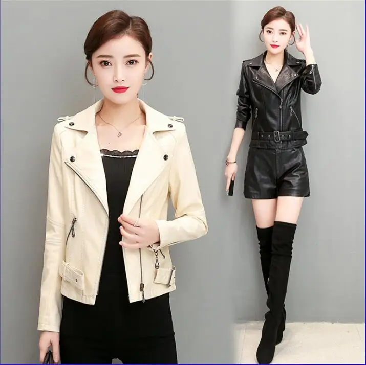 

Куртка-бомбер женская кожаная демисезонная, черная, красная, белая