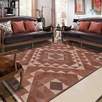 european style rug coffee brown geometric diamond carpet living room bedroom bed blanket kitchen bathroom floor mat