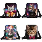 Симпатичные маленькие сумки через плечо с изображением космического кота, женская сумка-клатч, Холщовая Сумка через плечо, удобная сумка-мессенджер, Студенческая сумка для книг в подарок