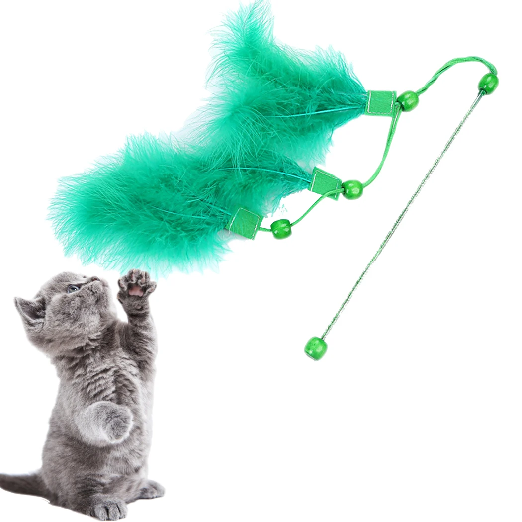 

Pet Cat Toy Cat Feather Wand Interactive Kitten Wand Toy Cats Teaser Cat Wand Feather Interactive Stick Toy Cat Toys