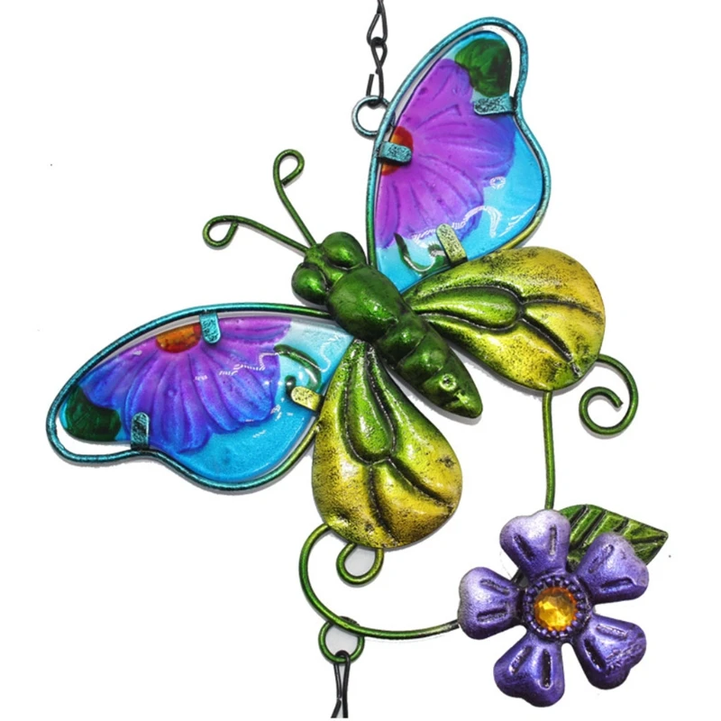 

50LB 2pcs Indoor Outdoor Metal Wind Chimes Owl Butterfly Painted Ornaments Pendant