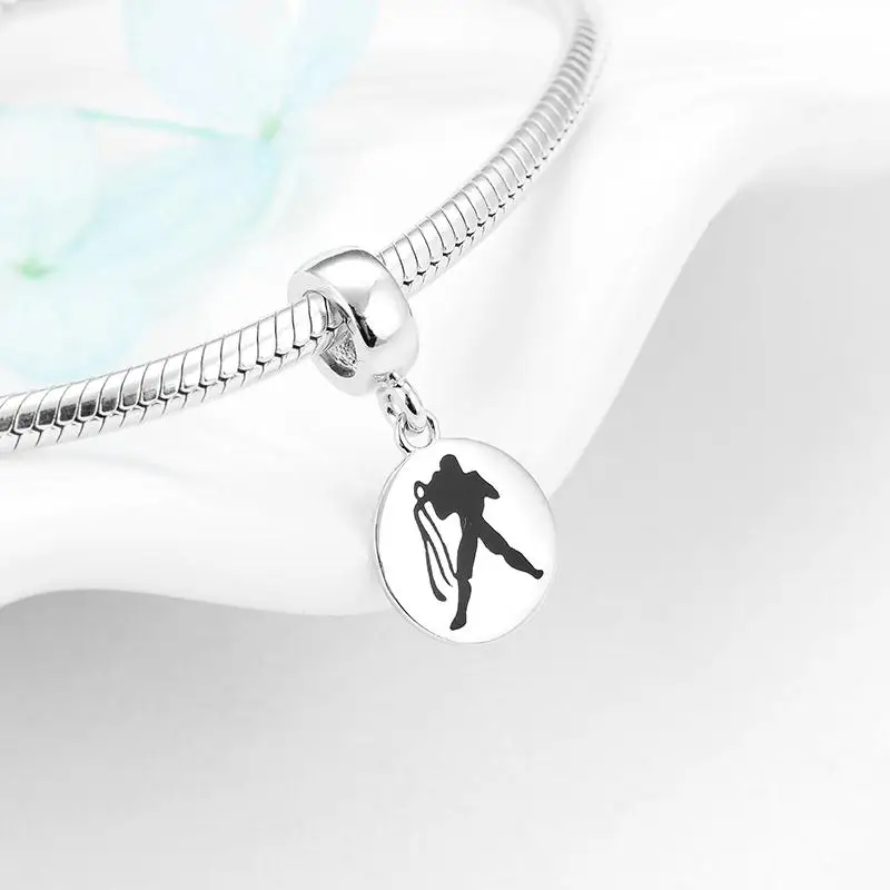 Новый Шарм Подвеска 925 стерлингового серебра 12 созвездий драгоценные бусины