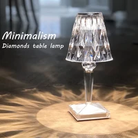 led acrylic decoration diamond table lamp usb rechargeable portable wireless desk lamp for bedroom bedside bar gift night light