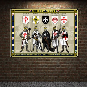 MILITARY ORDERS Ancient Combat Legion Posters Wall Hanging Wall Art Knights Templar Armor Banner Flag Canvas Painting Wall Decor