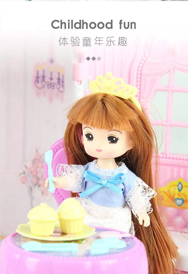 Handmade Doll house Castle DIY House Toy Miniature Dollhouse Birthday Gifts Educational Doll house Toys for children