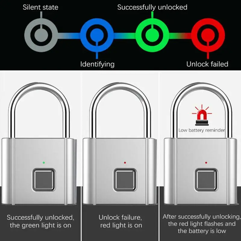 

Zinc alloy fingerprint padlock luggage cabinet locker padlock padlock USB small smart charging Q3Q1