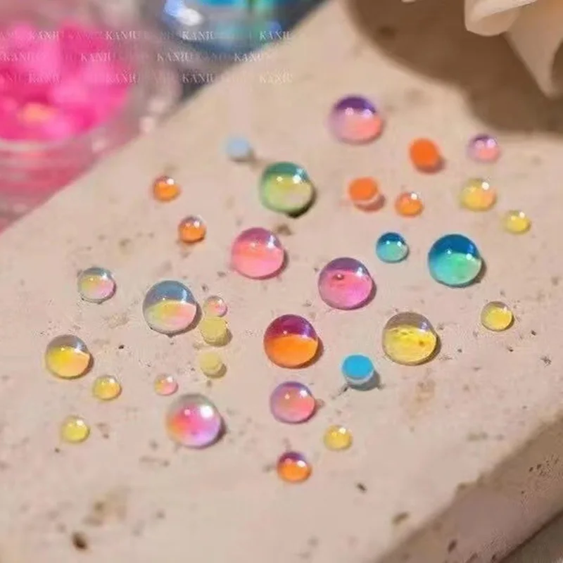 Японские украшения для ногтей ярких цветов Русалка Аврора глазурованная круглая