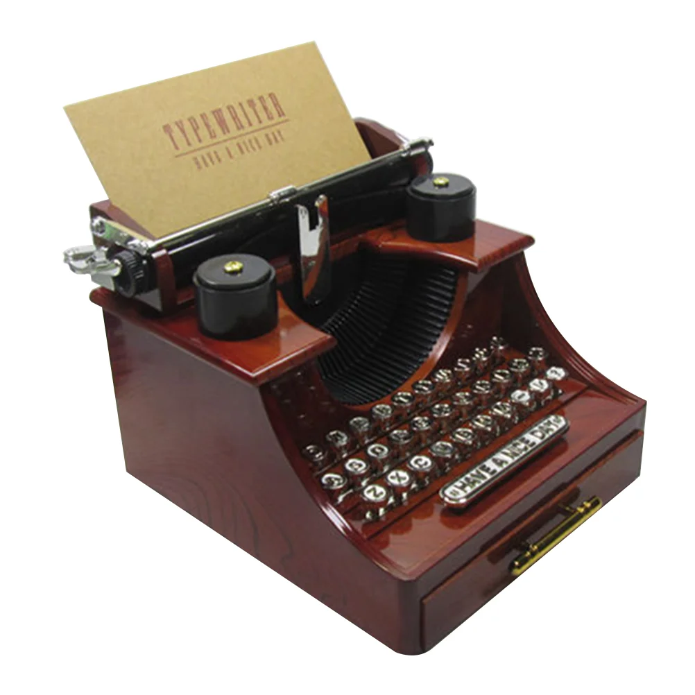 

1Pc Vintage Box Retro Typewriter Shape Musical Box Desktop Jewelry Box