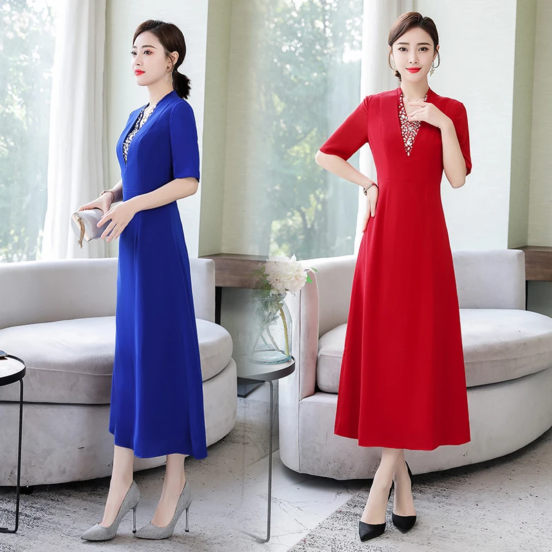 Весна Лето Женское тонкое платье 20 вечерние платья благородные матери