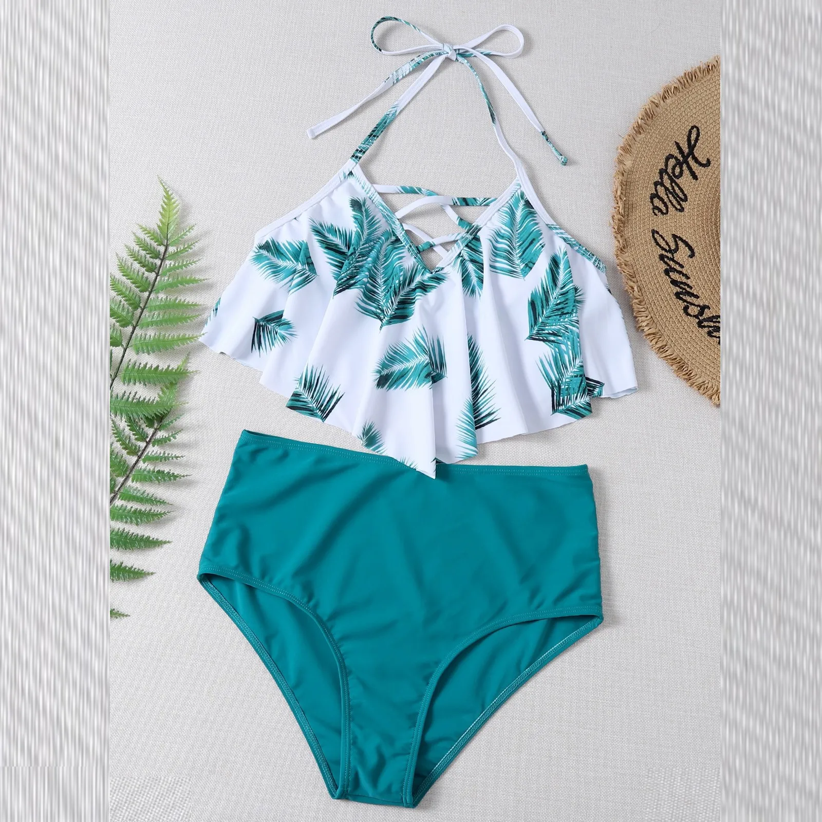 

SAGACE Bandage print high waist Ruffle beach bikini Brazil 2021 summer women's swimsuit new fashion trend Mini bikini купальник