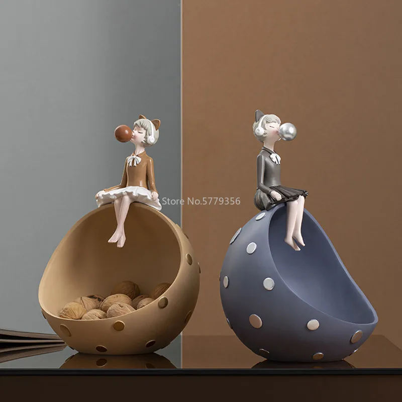 

Nordic Ins Bubble Girl Storage Ornaments Key Tray Fruit Debris Storage Box Storage Desktop Home Decoration Accessories Crafts