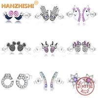 fashion 925 sterling silver stud earrings dazzling cartoon eye snowflake earrings for women lovely stud earring for girl 2018