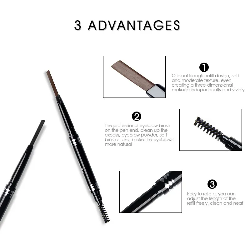 IMAGIC профессиональный водонепроницаемый карандаш для бровей с двойной головкой