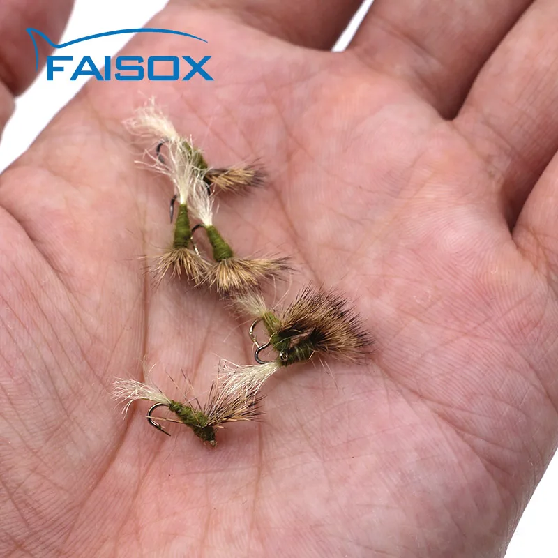 

Faisox 6PCS Green Dry Fly Flies Fishing Fly Trout Fishing Dry Flies Fly Fishing Bait flys #16#12#10