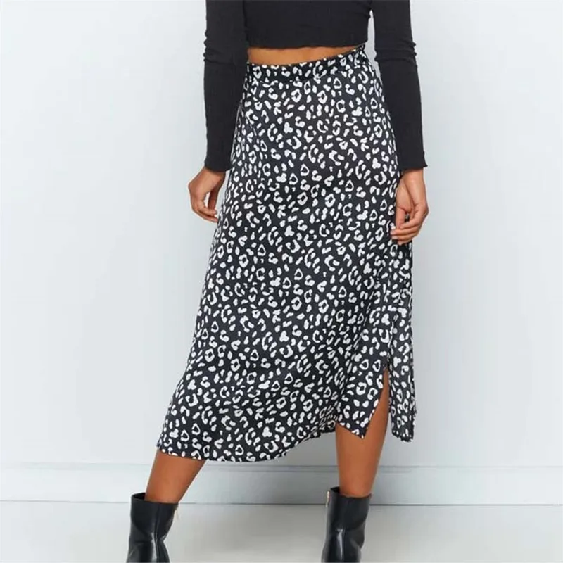 

New 2020 mujer faldas woman skirts womens saias mulher femme jupes fashion printing Chiffon High waist zipper Split Long skirt