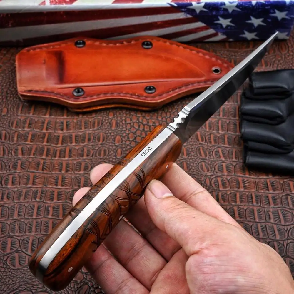 Нож для выживания Full Tang инструменты в дикой природе стальной нож DC53 с