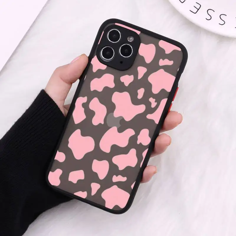 

cow skin print Phone Case Matte For iPhone 12 Mini 11 Pro XR XS Max 7 8 Plus X Hard PC Back Cover
