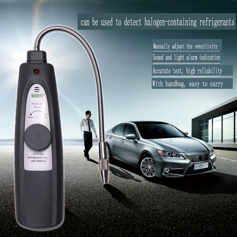 

L69A Adjustible HVAC Leak Detector Halogen Gas Tester HVAC Refrigerant AC Sniffer Sound & Light Alarm Flexible Probe Detector