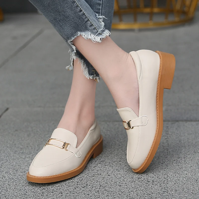 Женские офисные удобные лоферы на низком каблуке Женская повседневная обувь с