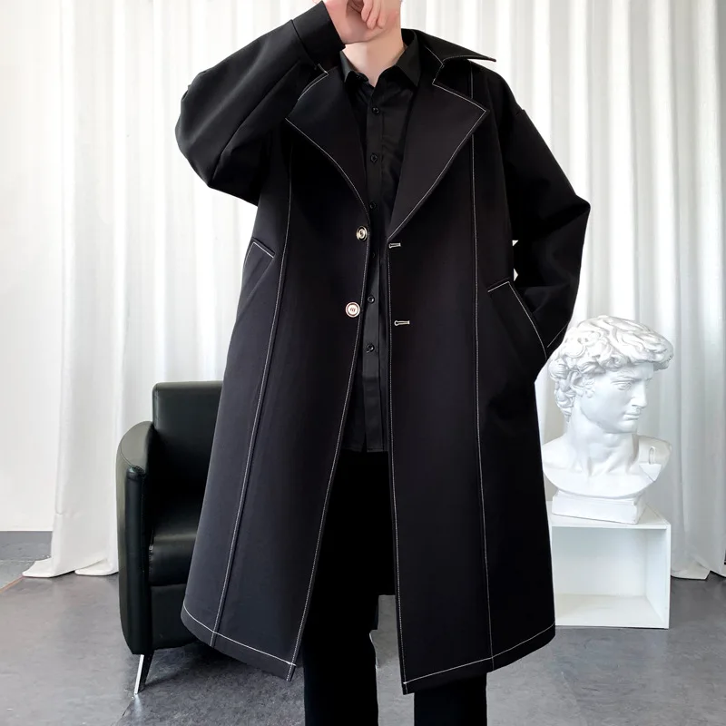 

Тренчкот мужской, длинный, с отложным воротником, на осень