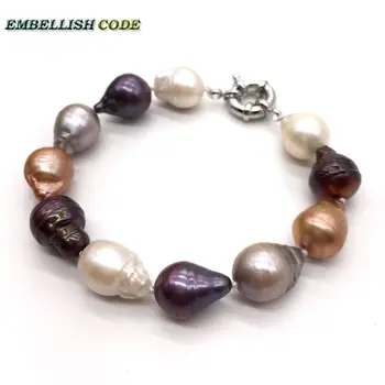 Baroque Bracelet White Blue Gray Yellow Brown Tissue Nucleated Flame Ball Pear Shape Freshwater Pearls Special For Lady