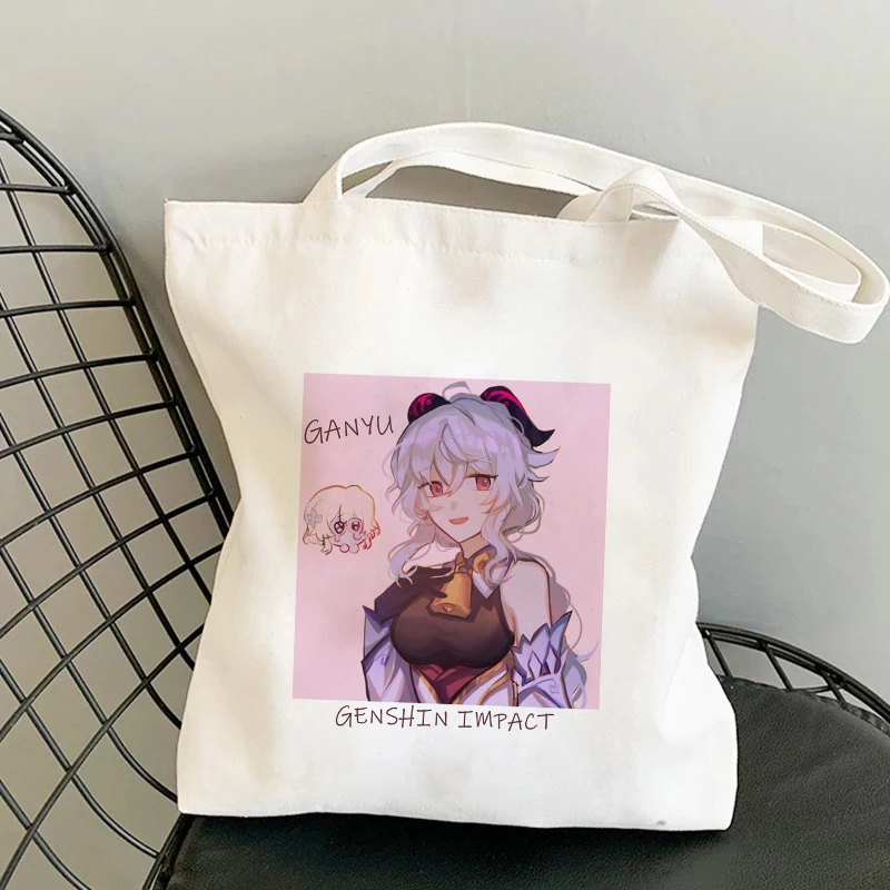 

Women Canvas Handbag Game Genshin Impact Anime Tote Bag Shopper Bags Shopping Bag Shoulder Bag Large Capacity Reusable Eco Bags