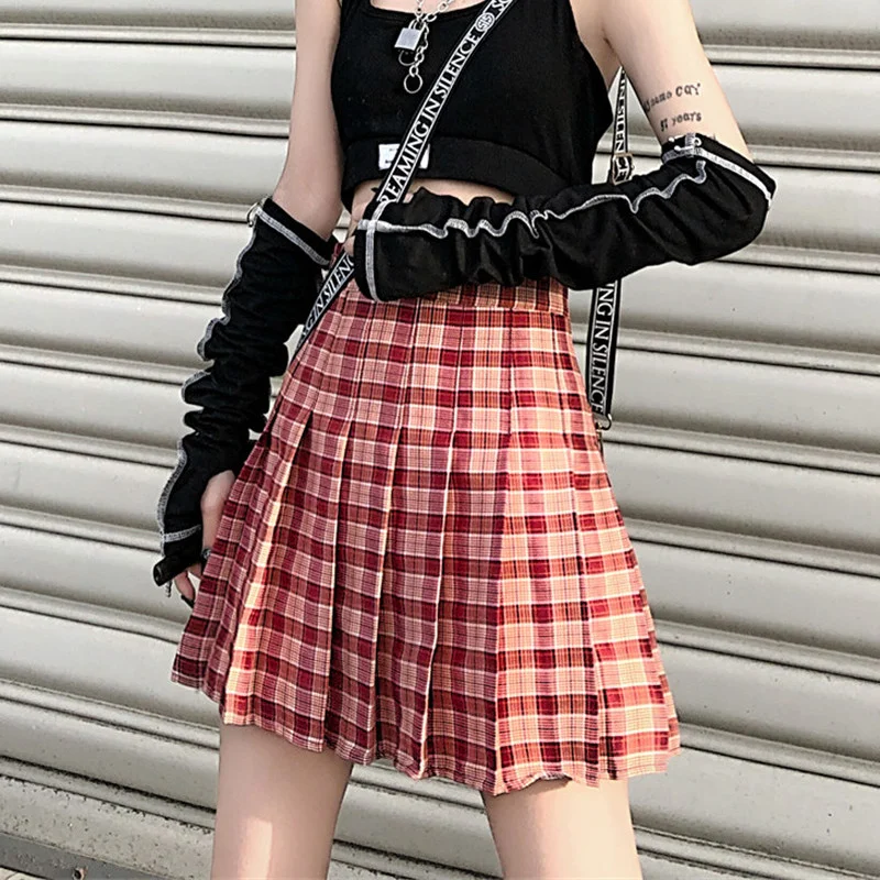 

Cheap wholesale 2021 spring summer autumn new fashion casual sexy women Skirt woman female OL plaid skirt pleated skirt BVy169