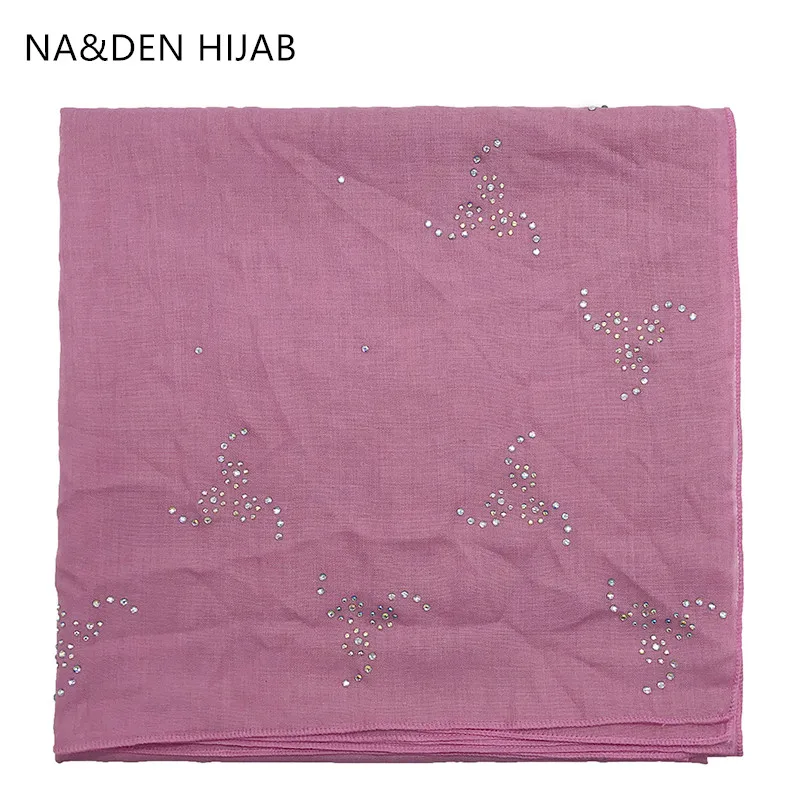 1 шт. Новые Модные Бандана исламский хиджаб Одноцветный шарф Горячая Стразы