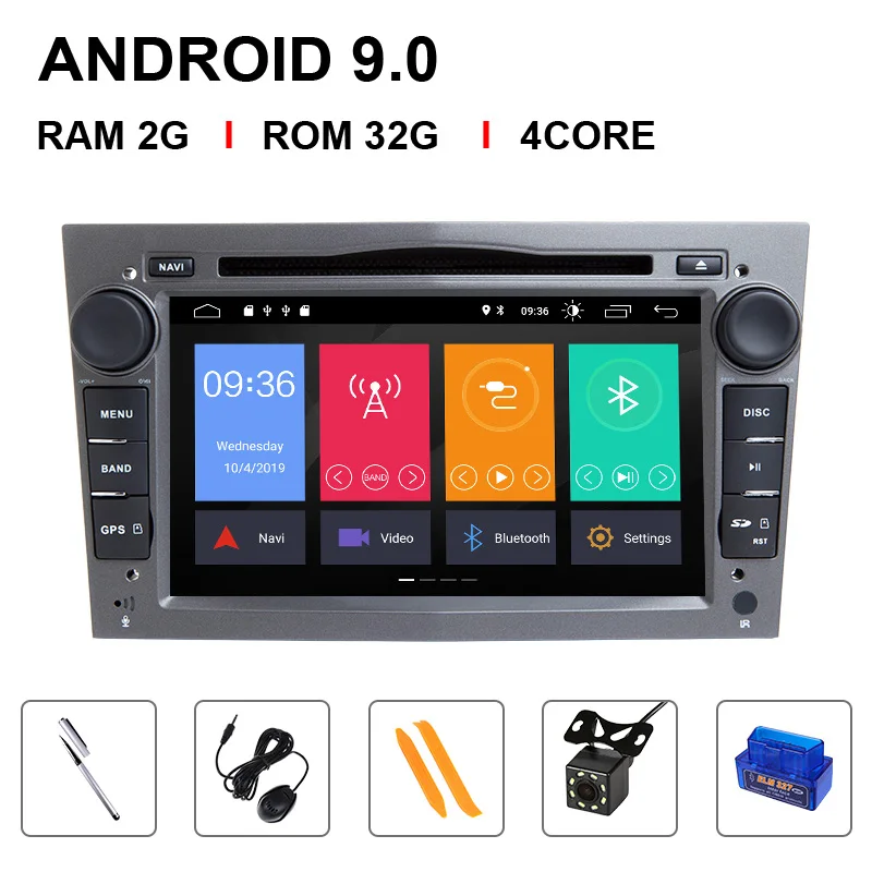 4 Core 32ROM OBD Cam Ips DSP 4 ГБ 2 Din Android 9 Автомагнитола для Opel Vectra C Vauxhall Astra HG J Zafira B Corsa D vivaro Meriva AntaraVeda мультимедиа - Цвет: 4 Core 32ROM OBD Cam