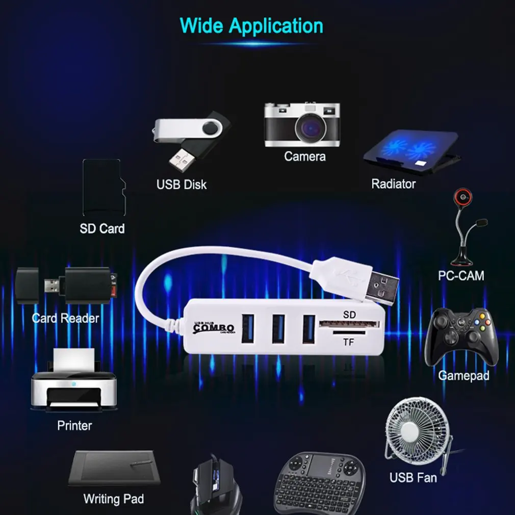 

Universal Multi USB 2.0 Hub USB Splitter High Speed 3/6 Ports 2.0 Hab TF SD Card Reader All In One For PC Computer Accessories