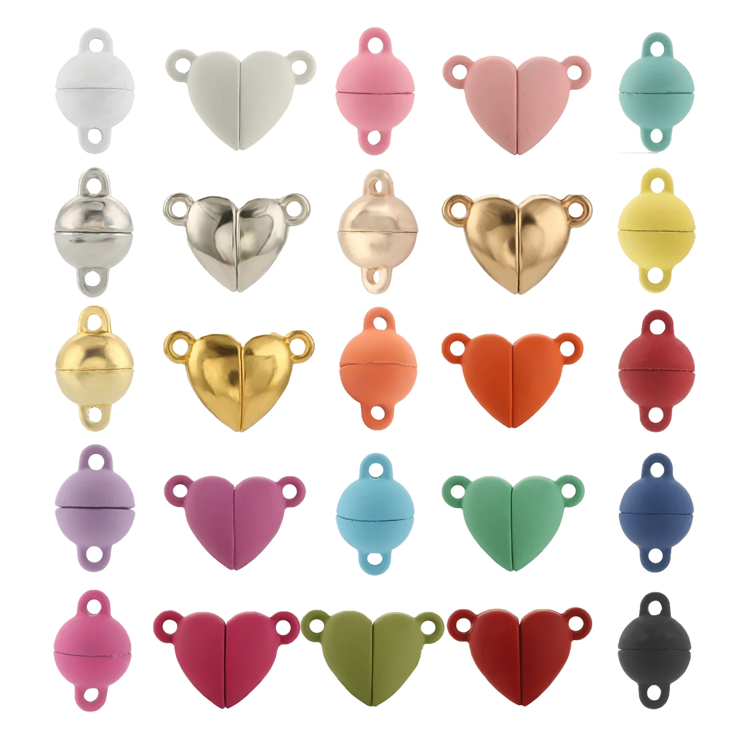 

Heart Round Shape Strong Magnetic Connected Clasps For Leather Cord Bracelets Charms Magnet End Clasp DIY Couple Jewelry Making