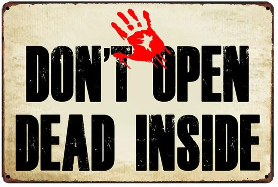 

Metal Wall Sign Don't Open Dead Inside Red Star Palm Home Bedroom Decoration Old-fashioned Square Metal Sign 8X12 Inches