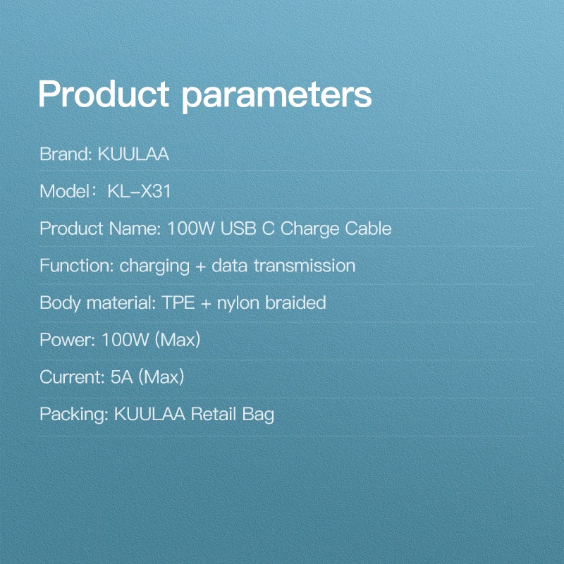 USB-кабель KUULAA Type-C на USB C для Samsung Galaxy S9 PD 100 Вт кабель быстрой зарядки Macbook поддержка