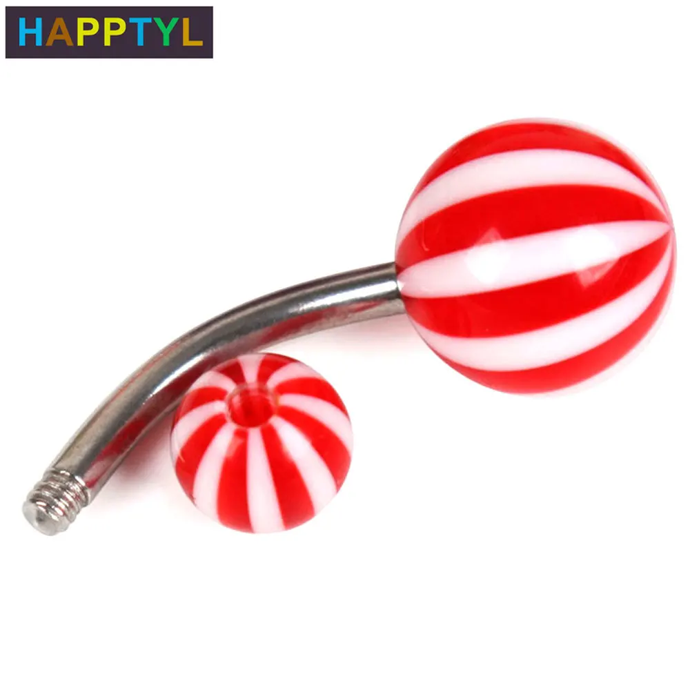 HAPPTYL 30 шт./компл. Акриловые Кольца для живота сталь Изогнутая Штанга пирсинг тела
