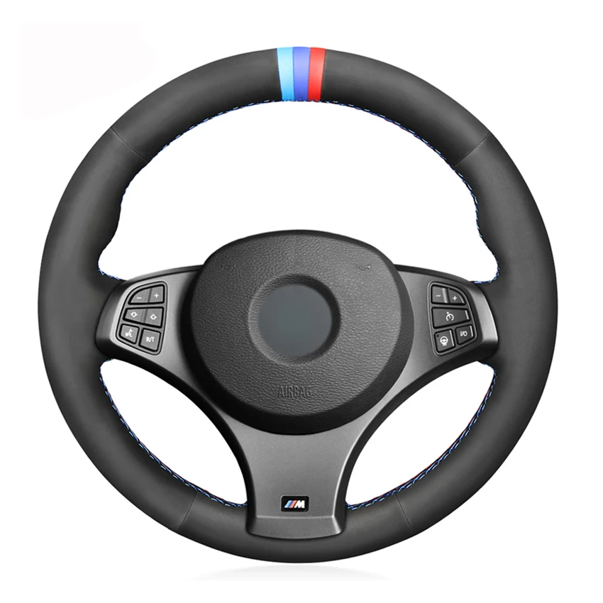 

Черная замша м маркер ручная сшивка, чтобы наушники не выскальзывали чехол рулевого колеса автомобиля для BMW X3 (M Sport) E83 2005 2006 2007 2008 2009 2010