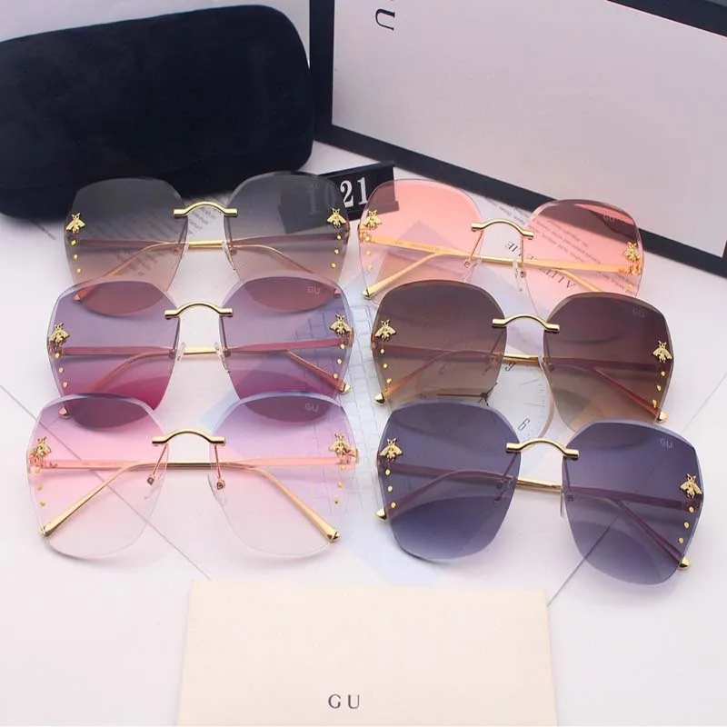 

2021 New Fashion Gradient Woman Sunglasses Bee Sunglasses Men Gradient Ocean Slice Sunglasses Original Version Uv400