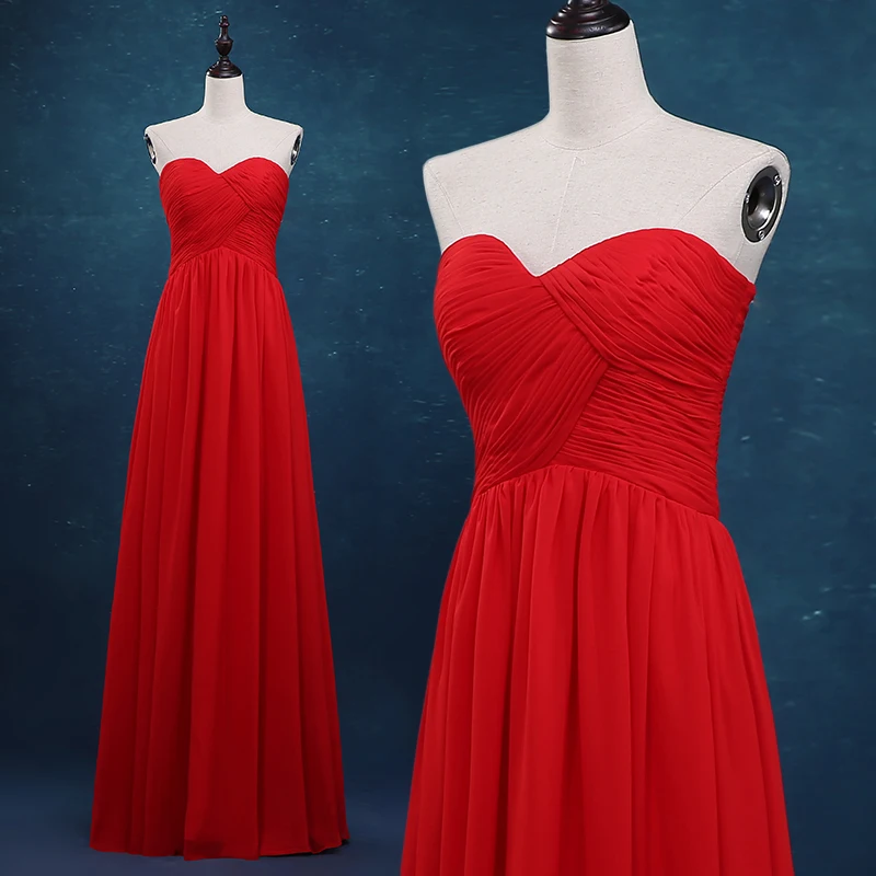 

robe de soiree party gown 2015 new sexy sweetheart red chiffon floor-length Bridesmaid Dresses with Weddings vestido de festa