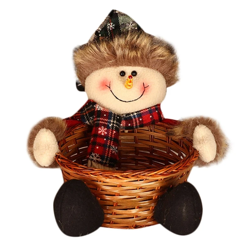 Christmas Snowman Акция-милая Рождественская корзина для хранения конфет, фруктов, закусок, Бамбуковая Рождественская подарочная корзина, креативная Рождественская Декорация - Цвет: Christmas Snowman