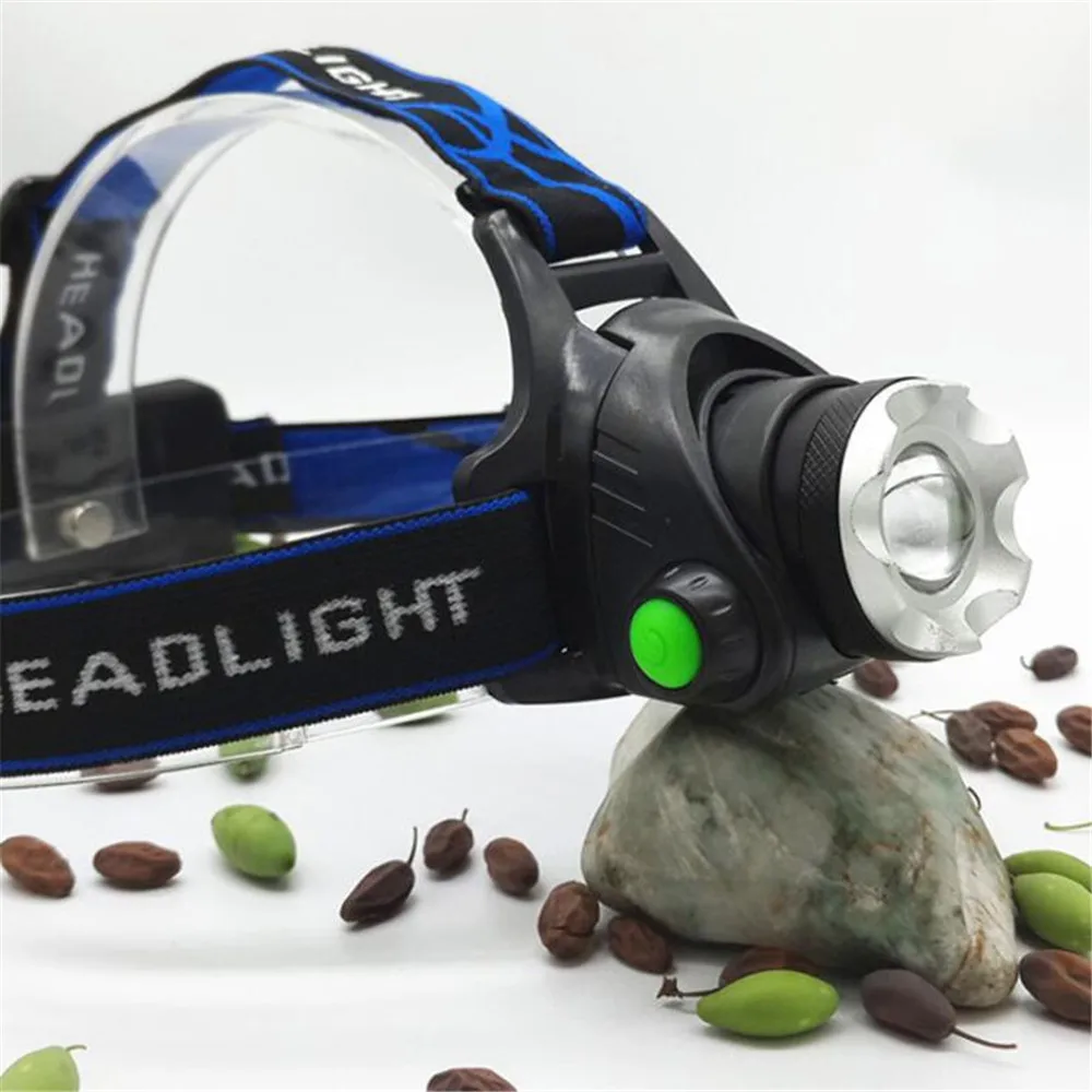 Портативный зуммируемый светодиодный налобный фонарь водонепроницаемый для