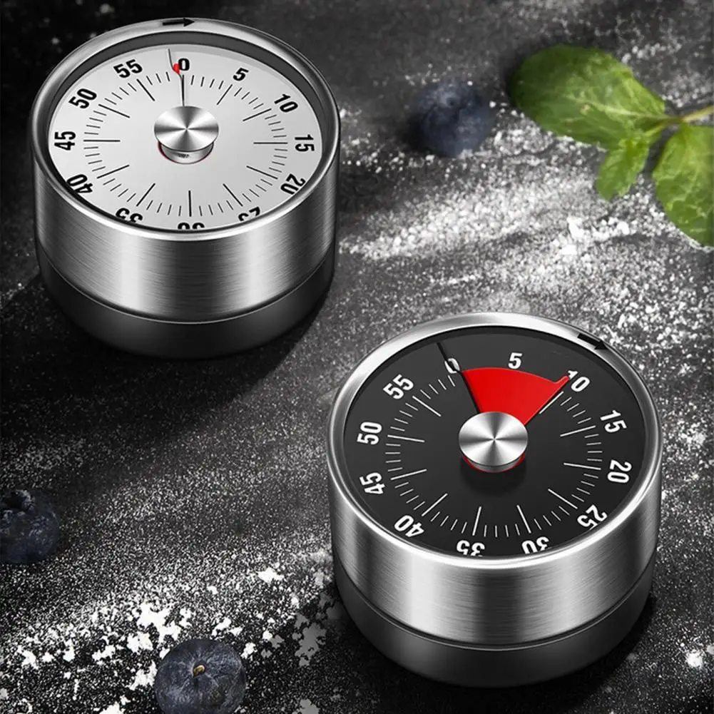 

Cooking Mechanical Clock Magnet Timer Rust-proof Stainless Steel Manual Time Reminder Alarm Clock for Kitchen Mechanical Timer