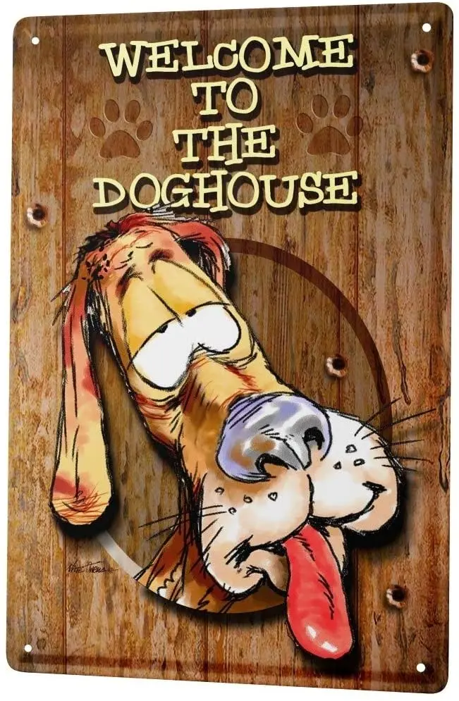 

SINCE 2004 Decorative Tin Sign Metal Plate Decorative Sign Home Decor Plaques Funny Signs Welcome to The Dog House Metal Sign