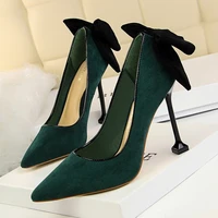 abesire new pumps suede bow knot shallow stilettos solid pumps thin high heels woman spring autumn shoes fashion lady big size