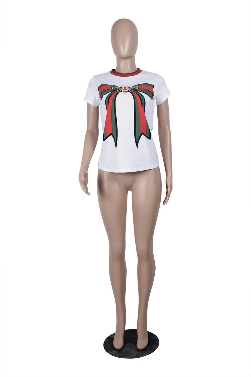 

New European casual pattern printed women's T-shirt fashion loose o-neck short sleeve shirt